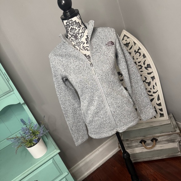 The North Face Fleece Zip Up Jacket Size Small Heathered Gray Athleisure Lounge - Picture 1 of 12